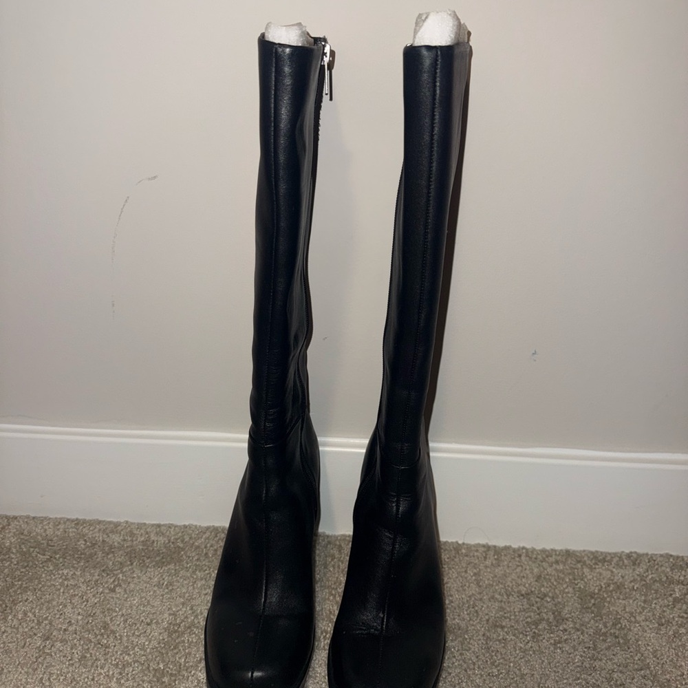 Steve Madden Black Leather Knee-High Boots - Picture 2 of 2